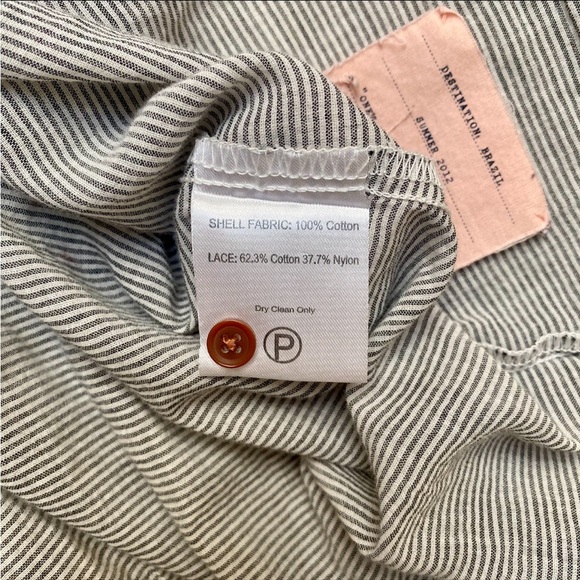 Birds of Paradis by Trovata Gray Stripe Lace Back Button Front Shirt Small - Picture 13 of 15